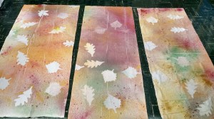 The drop cloth was cut into three pieces.